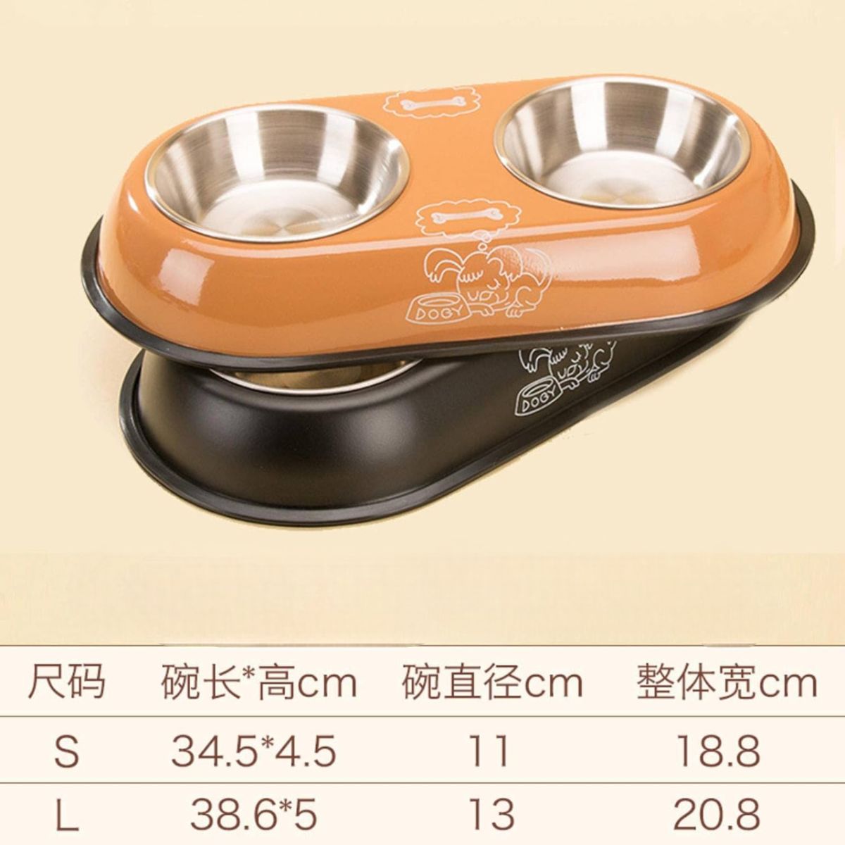 Comedouro Duplo Pet em Aço Inox com Suporte Antiderrapante
