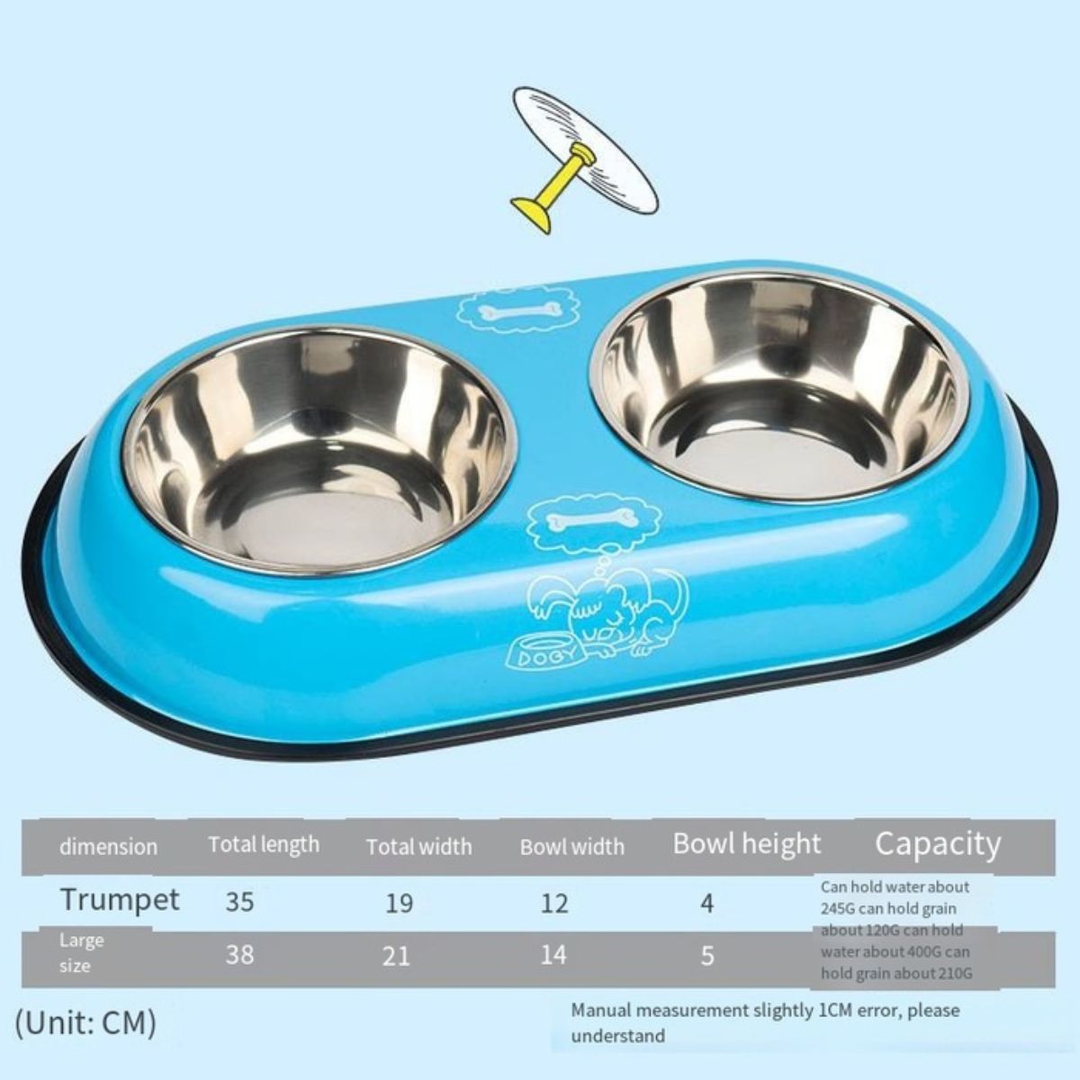 Comedouro Duplo Pet em Aço Inox com Suporte Antiderrapante