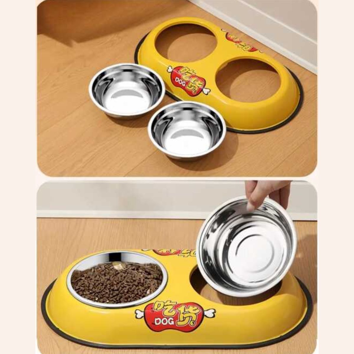 Comedouro Duplo Pet em Aço Inox com Suporte Antiderrapante