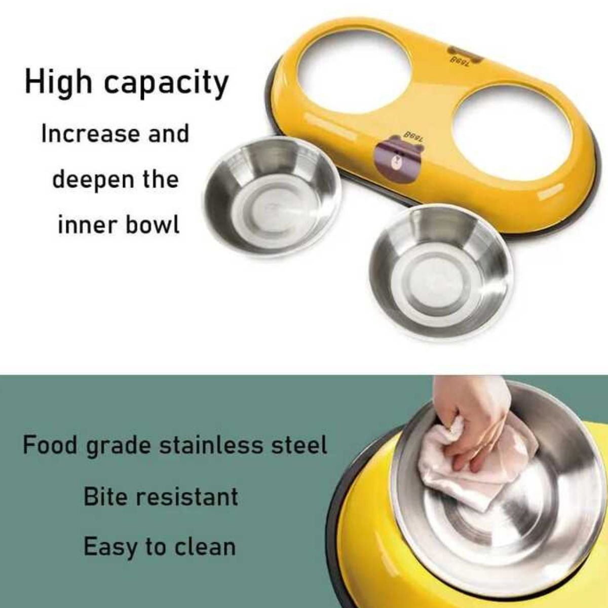 Comedouro Duplo Pet em Aço Inox com Suporte Antiderrapante