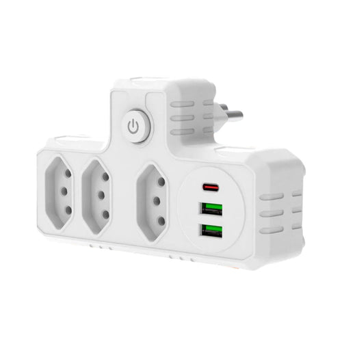 Adaptador Universal USB Tipo-C com Filtro de Linha