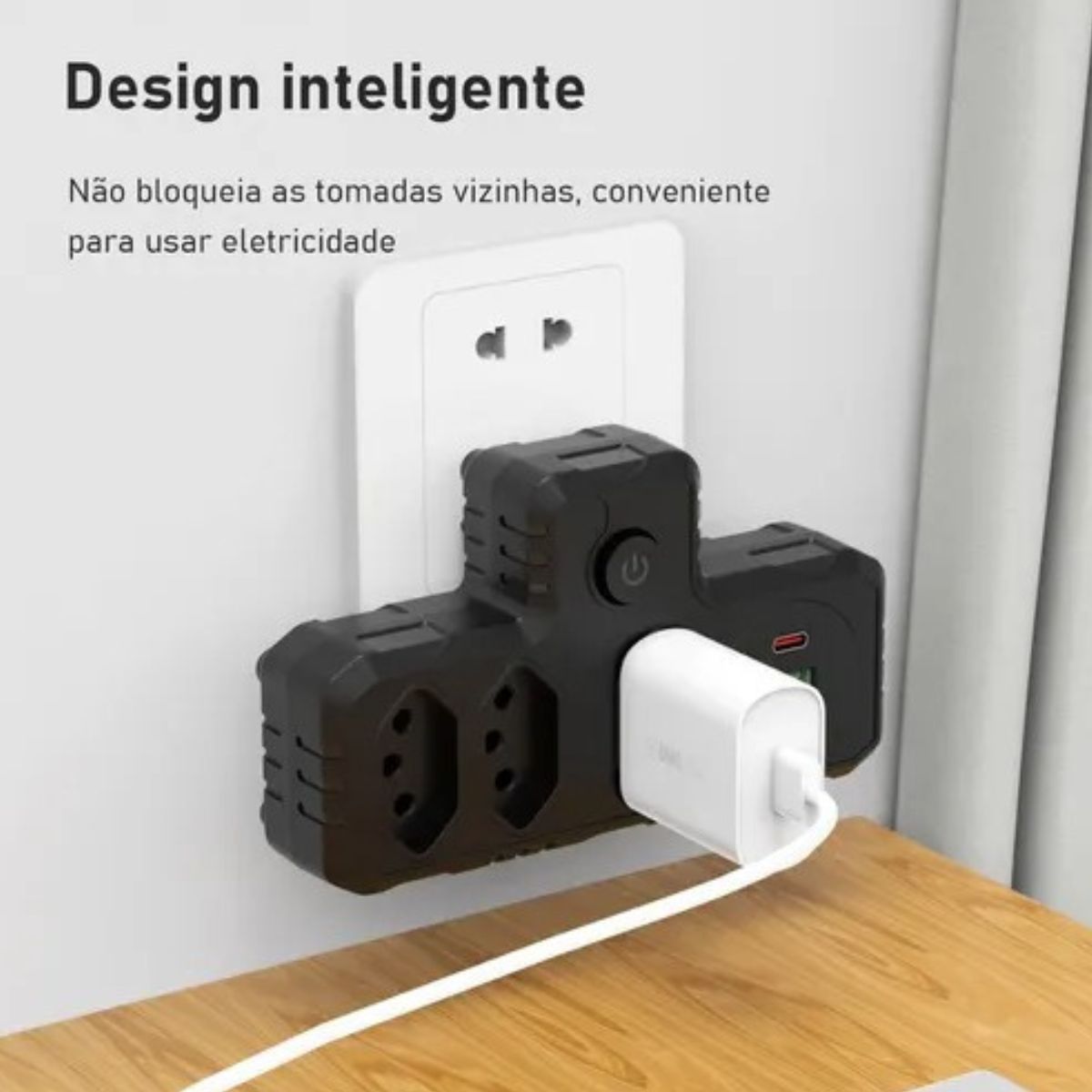 Adaptador Universal USB Tipo-C com Filtro de Linha
