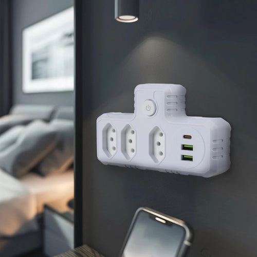 Adaptador Universal USB Tipo-C com Filtro de Linha