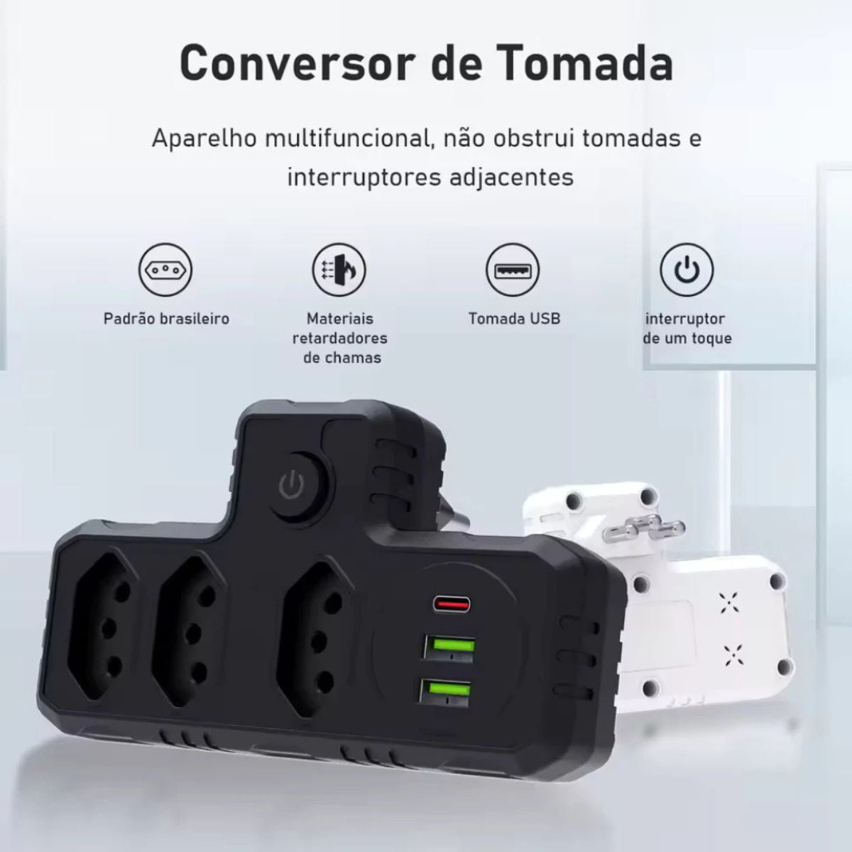 Adaptador Universal USB Tipo-C com Filtro de Linha