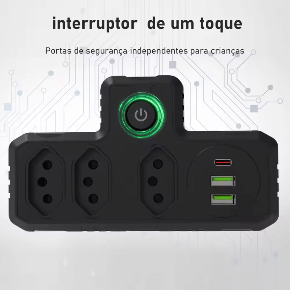 Adaptador Universal USB Tipo-C com Filtro de Linha