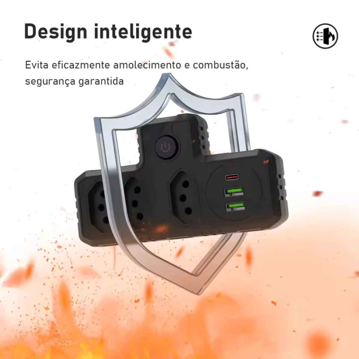Adaptador Universal USB Tipo-C com Filtro de Linha