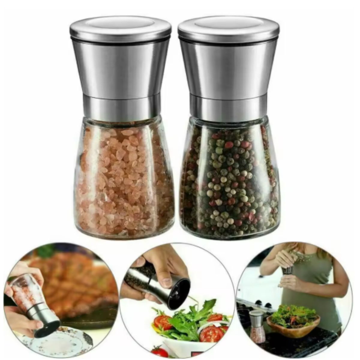 Moedor de Pimenta e Sal com Moinho de Aço Inoxidável