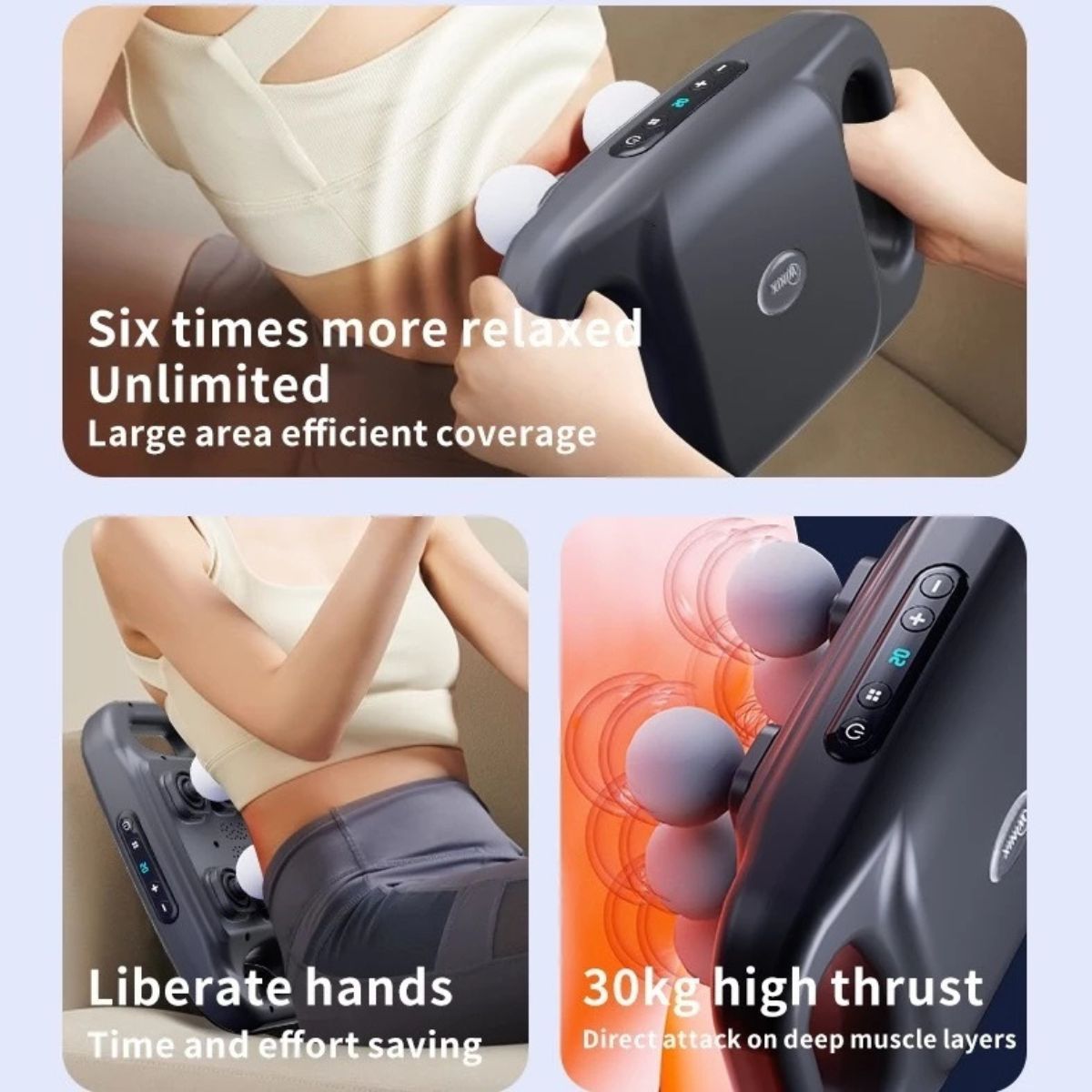 Massageador Elétrico Recarregável com 6 Cabeça