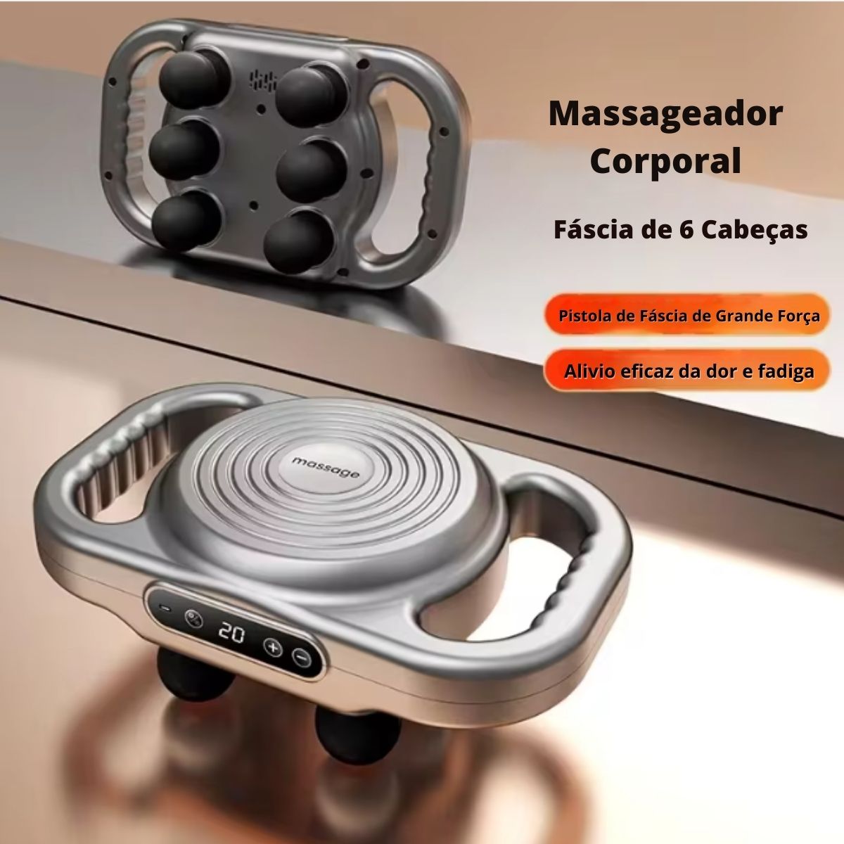 Massageador Elétrico Recarregável com 6 Cabeça
