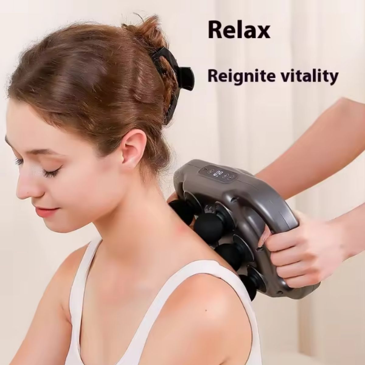 Massageador Elétrico Recarregável com 6 Cabeça
