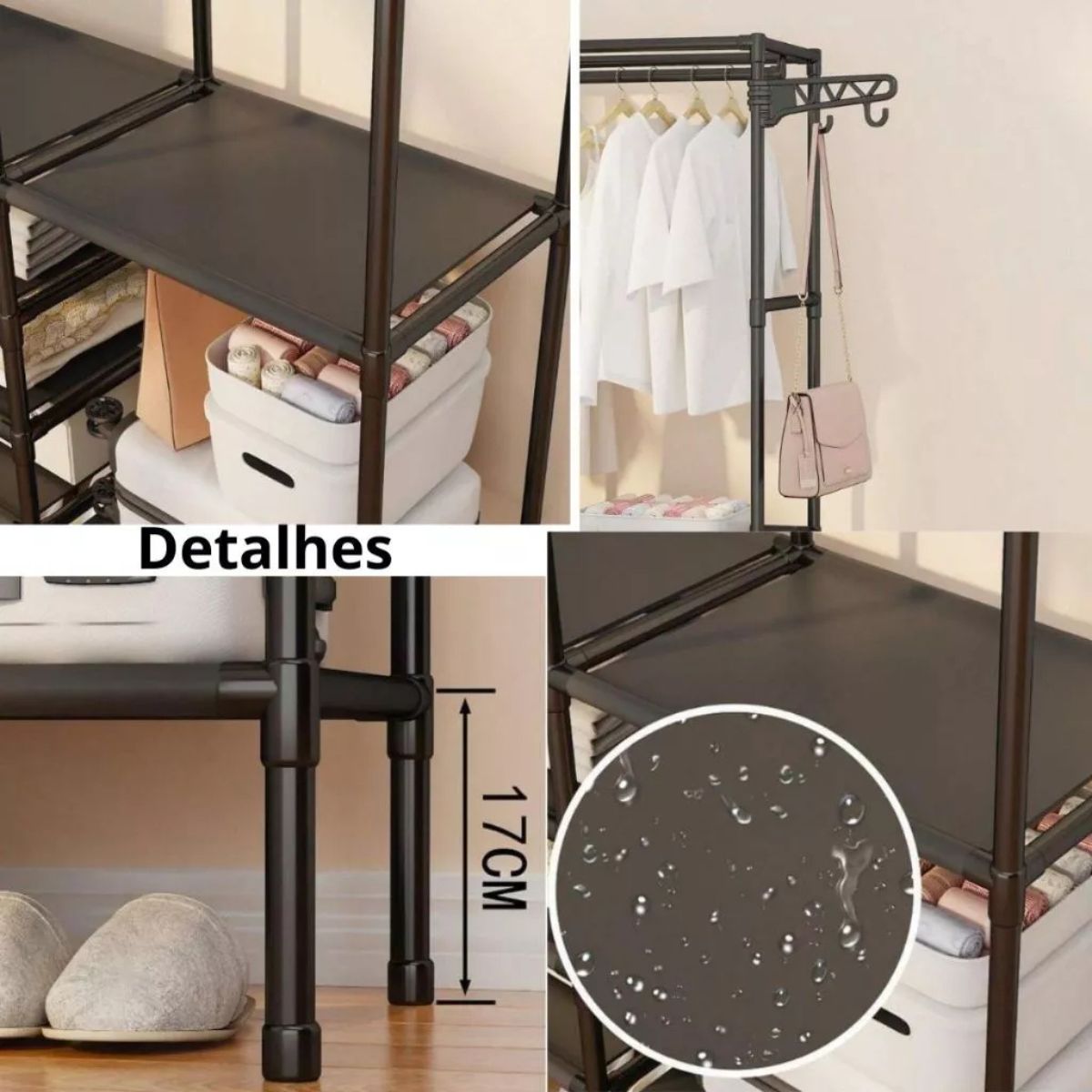 Organizador de Roupa Desmontável 3 Colunas para Closet