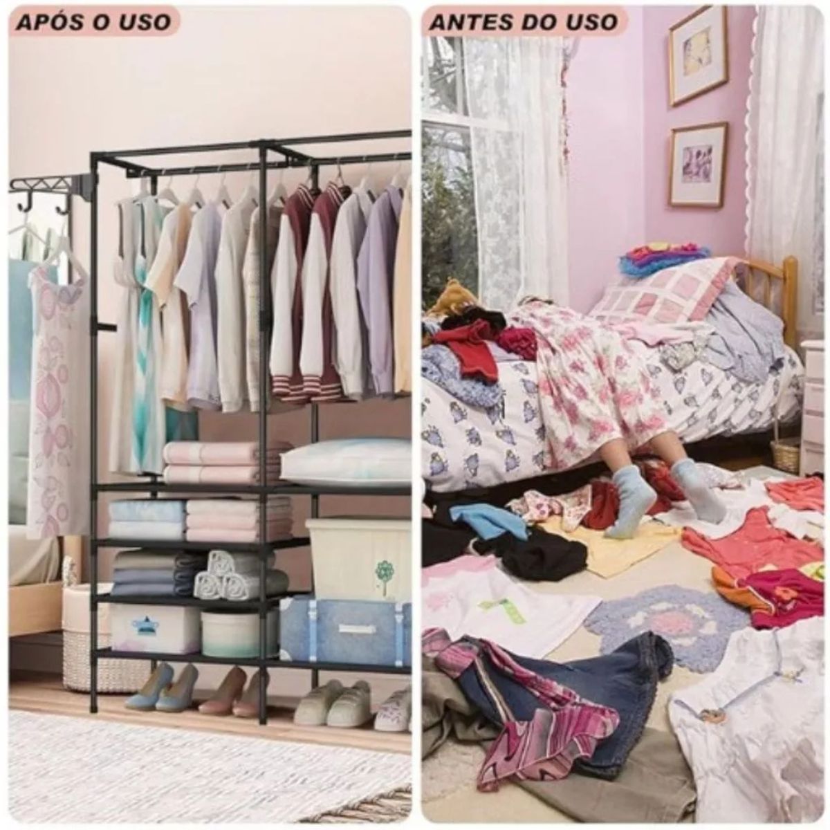 Organizador de Roupa Desmontável 3 Colunas para Closet