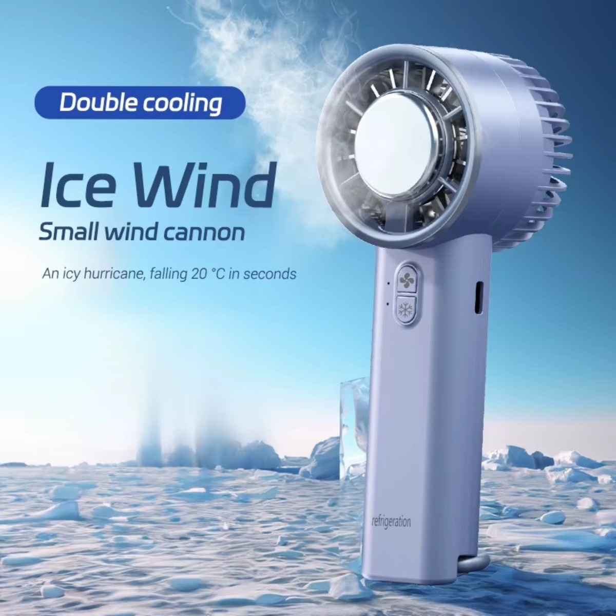 Mini Ventilador Portátil com Refrigeração a Gelo 10W 6cm